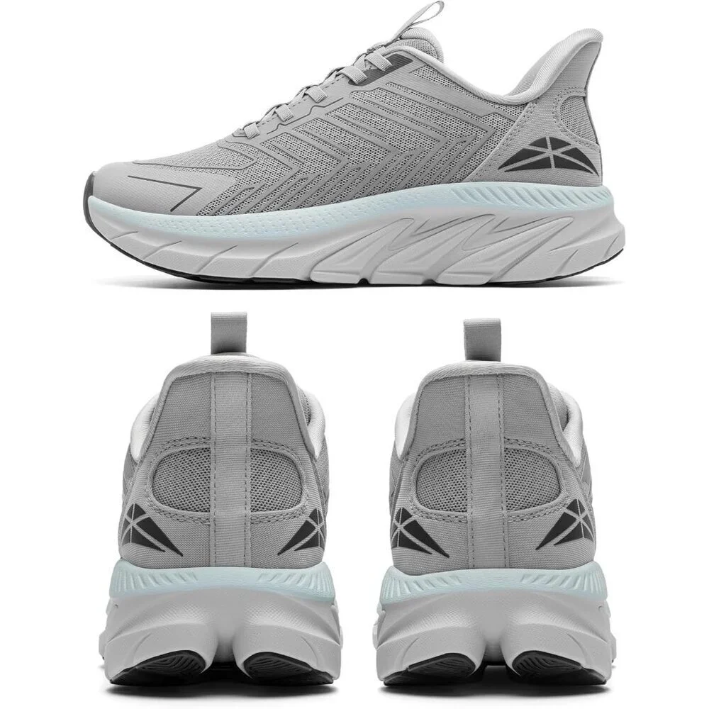 Women's Gray Blue Walking Shoes Comfort Breathable Non-Slip Gym Training Sneaker